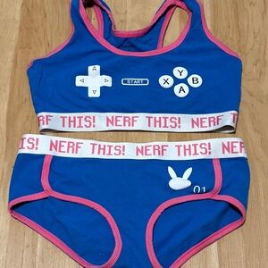 Blue and Pink Sports Bra Set Nerf This! Costume set.